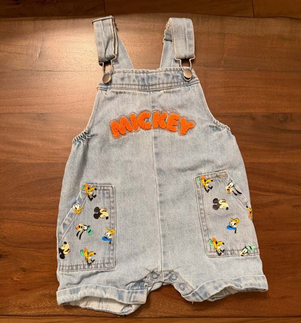 Disney Baby Mickey Mouse Denim Overalls Shortalls Size 18M
